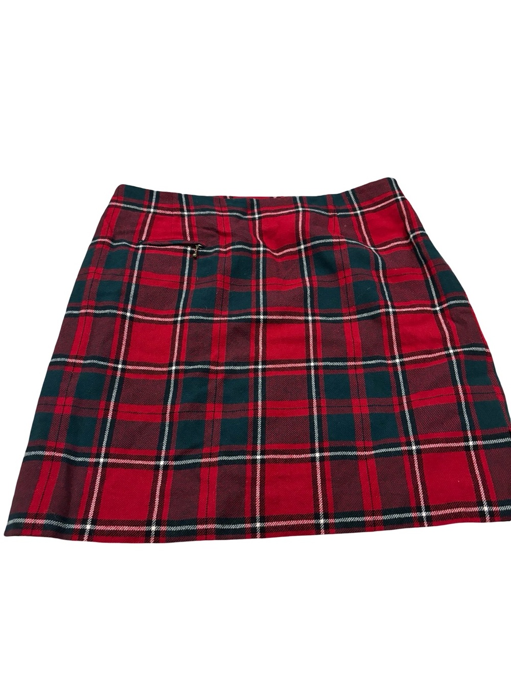 Vintage Pendleton Mini Skirt  Red,  Green plaid skirt 100% virgin wool skirt 14p